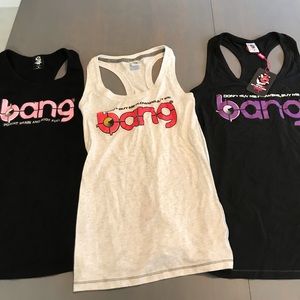 3 Bang energy tank tops.
